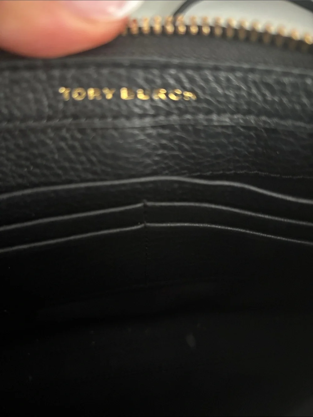 Tory Burch Black Leather Crossbody Clutch with Gold Logo